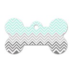 chevron teal grey Dog Tag Bone (One Side)