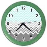 chevron teal grey Color Wall Clock