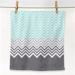 chevron teal grey Face Towel