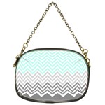 chevron teal grey Chain Purse (One Side)