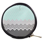 chevron teal grey Mini Makeup Bag