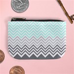 chevron teal grey Mini Coin Purse