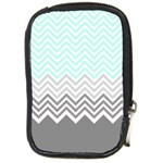 chevron teal grey Compact Camera Leather Case