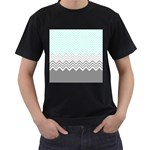 chevron teal grey Men s T-Shirt (Black)