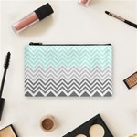 chevron teal grey Cosmetic Bag (Small)