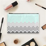 chevron teal grey Cosmetic Bag (Medium)