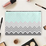 chevron teal grey Cosmetic Bag (Large)