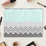 chevron teal grey Cosmetic Bag (XL)