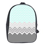 chevron teal grey School Bag (Large)