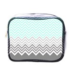 chevron teal grey Mini Toiletries Bag (One Side)