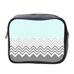 chevron teal grey Mini Toiletries Bag (Two Sides)