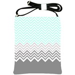 chevron teal grey Shoulder Sling Bag