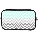 chevron teal grey Toiletries Bag (One Side)