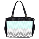 chevron teal grey Oversize Office Handbag (2 Sides)