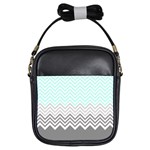 chevron teal grey Girls Sling Bag