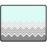 chevron teal grey Fleece Blanket (Medium)