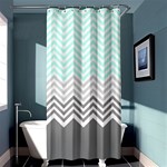 chevron teal grey Shower Curtain 36  x 72  (Stall)