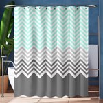 chevron teal grey Shower Curtain 60  x 72  (Medium)