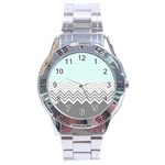 chevron teal grey Stainless Steel Analogue Watch