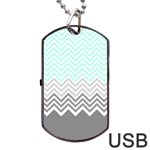 chevron teal grey Dog Tag USB Flash (One Side)