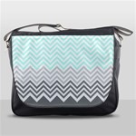 chevron teal grey Messenger Bag