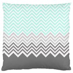 chevron teal grey Large Cushion Case (One Side)