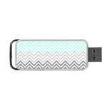 chevron teal grey Portable USB Flash (One Side)