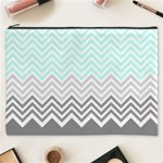 chevron teal grey Cosmetic Bag (XXXL)