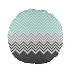 chevron teal grey Standard 15  Premium Round Cushion 