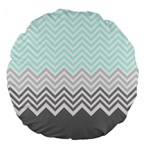 chevron teal grey Large 18  Premium Round Cushion 