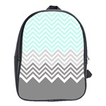 chevron teal grey School Bag (XL)