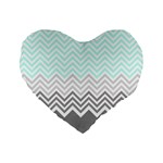 chevron teal grey Standard 16  Premium Heart Shape Cushion 