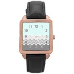 chevron teal grey Rose Gold Leather Watch 