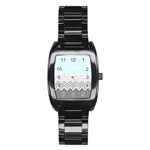 chevron teal grey Stainless Steel Barrel Watch