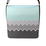 chevron teal grey Flap Closure Messenger Bag (L)