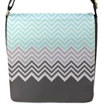 chevron teal grey Flap Closure Messenger Bag (S)