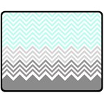 chevron teal grey Double Sided Fleece Blanket (Medium)