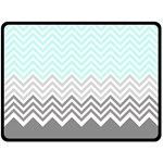 chevron teal grey Double Sided Fleece Blanket (Large)