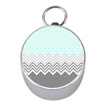 chevron teal grey Silver Compass (Mini)