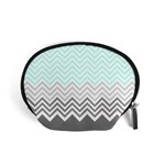 chevron teal grey Accessory Pouch (Small)