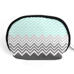 chevron teal grey Accessory Pouch (Medium)