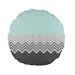 chevron teal grey Standard 15  Premium Flano Round Cushion 