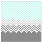 chevron teal grey Large Satin Scarf (Square)