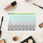 chevron teal grey Cosmetic Bag (XS)