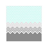 chevron teal grey Small Satin Scarf (Square)