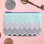 chevron teal grey Large Coin Purse