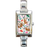 Floral Sloth  Rectangle Italian Charm Watch