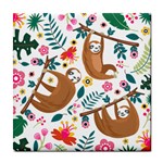 Floral Sloth  Tile Coaster