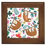 Floral Sloth  Framed Tile