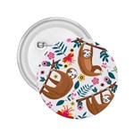 Floral Sloth  2.25  Button